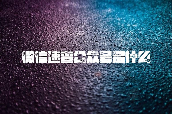 微信速查公众号是什么