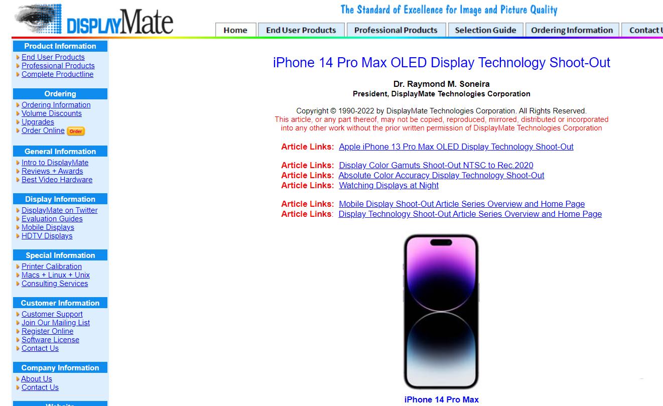 苹果 iPhone  14 Pro  Max  获得 DisplayMate  最佳智能手机显示屏奖插图3