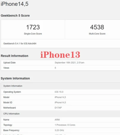 iPhone13跑分怎么样