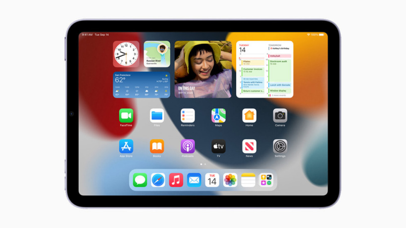 iPad  mini  上全新的主屏幕小组件。