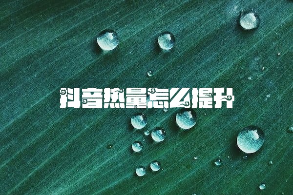 抖音热量怎么提升