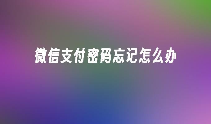 微信支付密码忘记怎么办