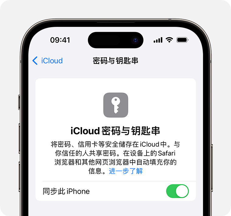 如何在 iPhone  15 系列机型中使用 iCloud  钥匙串？