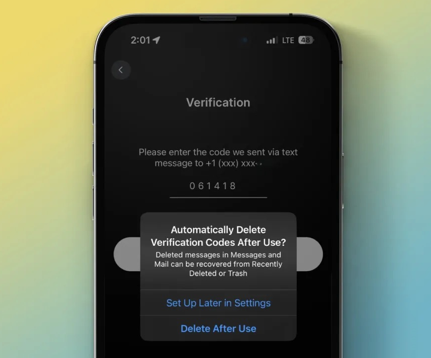 苹果 iOS 17 更新：自动删除带有验证码的信息