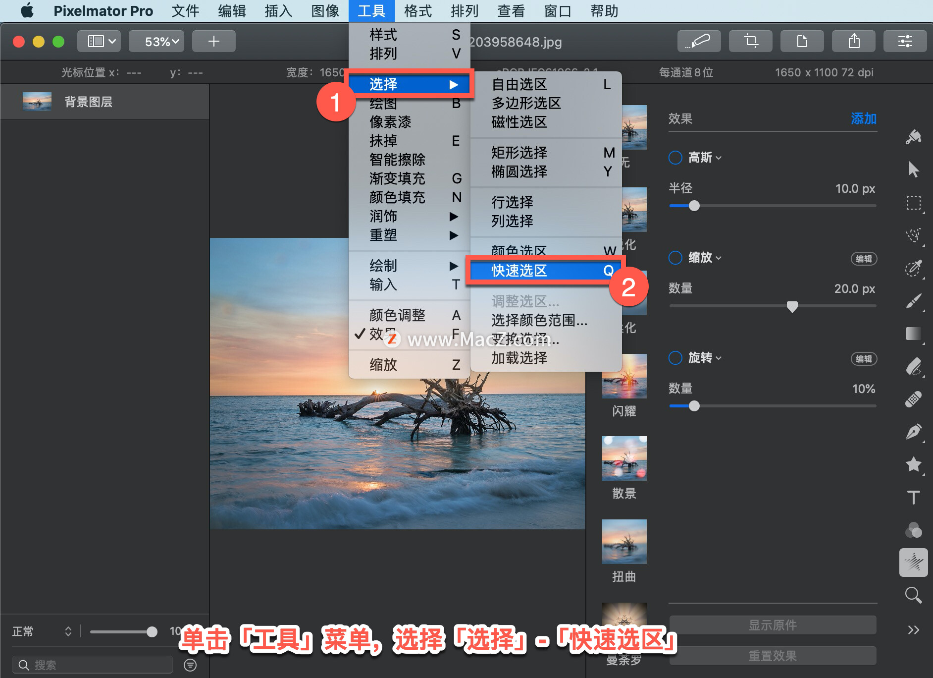 Pixelmator  Pro?教程「195」，如何在 Pixelmator  Pro?中使用快速选区工具？