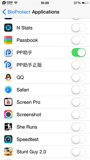 iPhone5s  iOS8应用加密越狱插件BioProtect使用图文详解