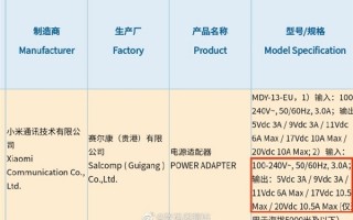 刷新手机快充极限！小米新机充电器入网：支持210W超级闪充