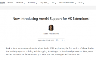 微软 Visual Studio 扩展现已支持 Arm64